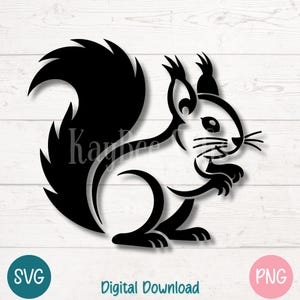 Squirrel SVG PNG Silhouette with Bushy Tail for Woodland and Fall Craft Projects | Cut Files with Cricut, Sublimation, Laser Engraving