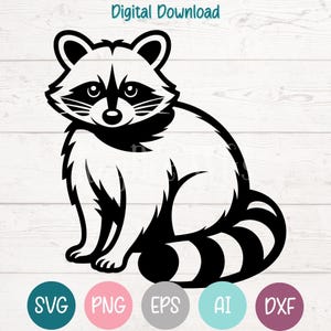 Raccoon SVG PNG Cut Files for Cricut, Silhouette Digital Download, Laser Engraving, Sublimation Printable, Commercial Use Clipart