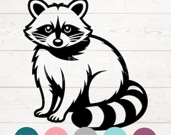 Imágenes prediseñadas de mapaches en formato SVG y PNG para Cricut, Silhouette, grabado láser y sublimación (digitales).