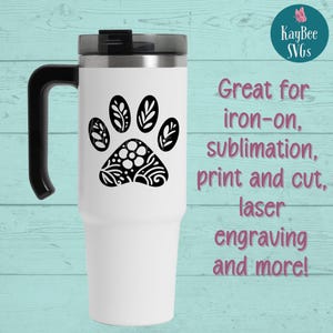 Floral Paw Print SVG PNG-bestanden knippen voor Cricut, silhouet digitale download, lasergravure, afdrukbare sublimatie, commercieel gebruik clipart