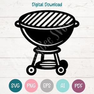 Pliki do wycinania klipartów SVG PNG z grillem do Cricut, sylwetki, grawerowania laserowego, sublimacji (cyfrowe)