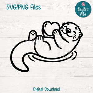 Loutre avec coeur SVG PNG coupe des fichiers pour téléchargement numérique Cricut Silhouette, gravure laser, impression en sublimation, usage Commercial des cliparts