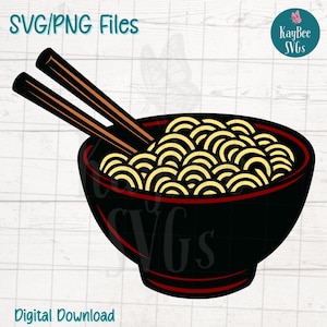 Fichiers de nouilles ramen SVG PNG coupés pour Cricut, téléchargement numérique silhouette, gravure laser, impression en sublimation, usage Commercial des cliparts