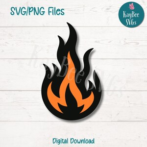 Fire Flame SVG PNG Cut Files for Cricut, Silhouette Digital Download, Laser Engraving, Sublimation Printable, Commercial Use Clipart