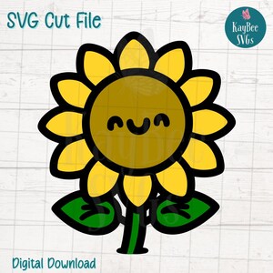 Cute Sunflower SVG PNG Floral Clipart for Spring and Garden Crafts | Cut File for Cricut, Silhouette, Laser Engraving, Sublimation, Print