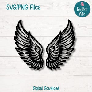 天使の羽 SVG PNG カット ファイル (Cricut、シルエット デジタル ダウンロード、レーザー彫刻、昇華印刷可能、商用利用可)