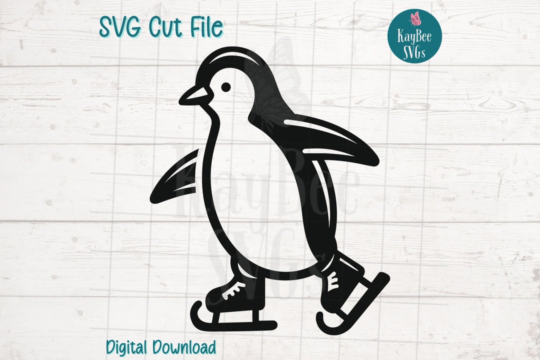 Ice Skating Penguin SVG PNG EPS Cut Files for Cricut, Digital Download ...