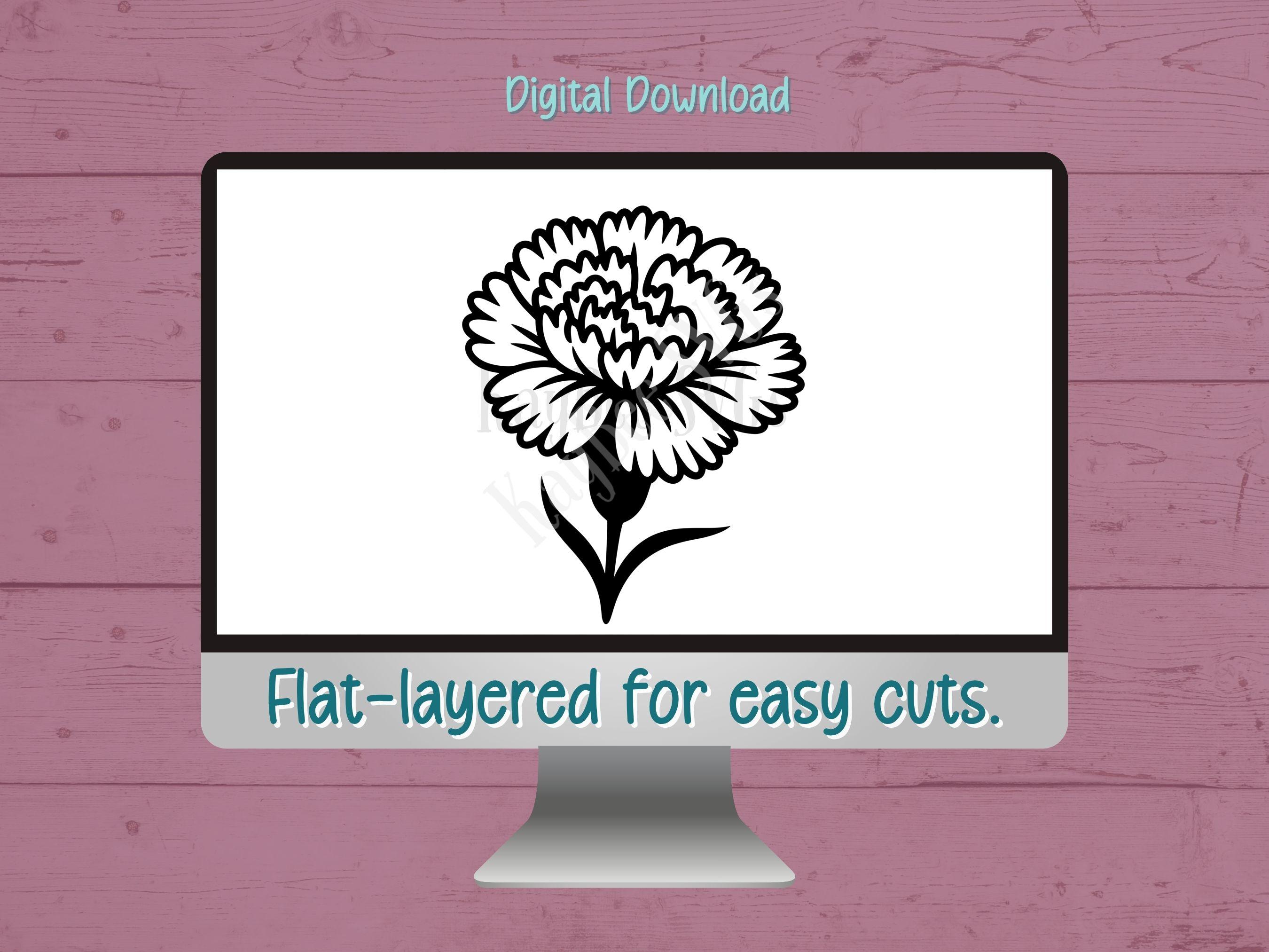 Carnation Flower SVG PNG Clipart Cut Files for Cricut, Silhouette ...