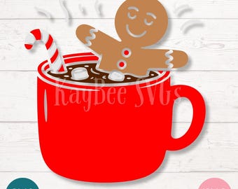 Gingerbread Man Hot Chocolate SVG, Winter Clipart (Digital)