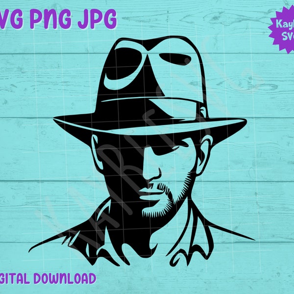 Man in Fedora SVG PNG JPG Clipart Digital Cut File Download for Cricut Silhouette Sublimation Printable Art - Commercial Use