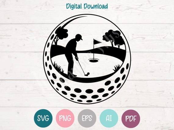ゴルフボールのSVG PNGクリップアートカットファイル（クリカット