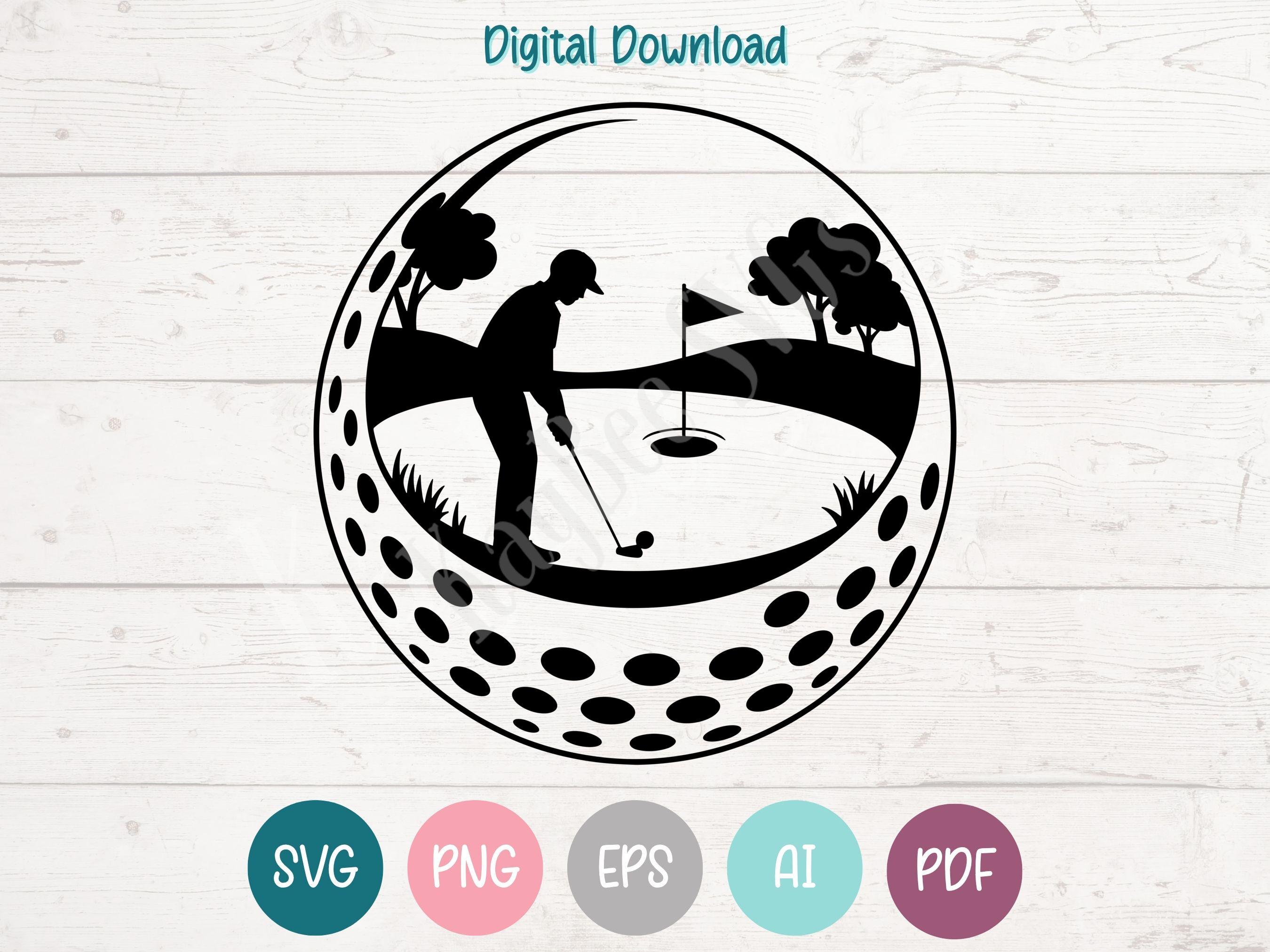 ゴルフボールのSVG PNGクリップアートカットファイル（クリカット