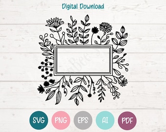 Floral Frame SVG: Elegant Flower Border Clipart (Digital Download)