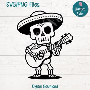 Dia De Los Muertos Mariachi SVG PNG coupe des fichiers pour Cricut, téléchargement numérique, gravure laser, sublimation, clipart imprimable, usage Commercial