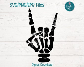 Rock On Skeleton Hand SVG: Clipart Cut Files for Cricut, Silhouette, Laser Engraving, Sublimation