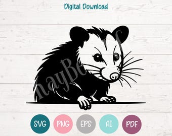 Peeking Opossum SVG PNG Clipart Cut Files for Cricut, Silhouette, Laser Engraving, Sublimation (Digital)
