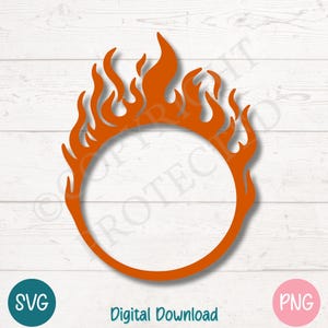 May include: Orange flame design circle monogram frame. This digital download is perfect for creating custom crafts and projects.