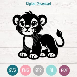 Lion Cub SVG PNG Clipart Cut Files for Cricut, Silhouette, Laser Engraving, Sublimation (Digital)