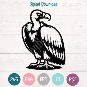 Vulture Silhouette SVG PNG Clipart Cut Files for Cricut, Silhouette, Laser Engraving, Sublimation (Digital)