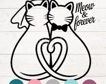 Cat Bride and Groom SVG, Wedding Clipart (Digital Download)
