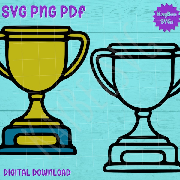 Gold Cup Trophy Award SVG PNG PDF Clipart Digital Cut File Download for Cricut Silhouette Sublimation Printable Art - Commercial Use