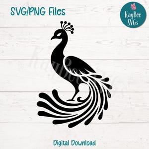 Archivos de corte SVG PNG de pavo real para Cricut, descarga digital de Silhouette, grabado láser, impresión por sublimación, imágenes prediseñadas de uso comercial
