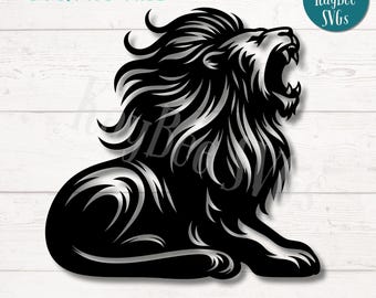 Arquivos de corte SVG e PNG de leão rugindo para Cricut, Silhouette, gravação a laser e sublimação (digital)