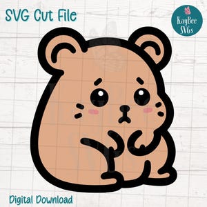 Hámster triste SVG PNG Clipart de animal emocional para Cricut, silueta, sublimación, grabado láser, clipart imprimible