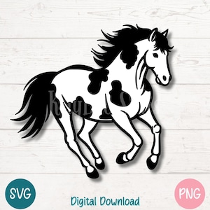 Paint Horse SVG PNG, Pinto Horse Clipart, Running Western Horse Silhouette | Cut Files for Cricut, Sublimation, Laser Engraving, Printable