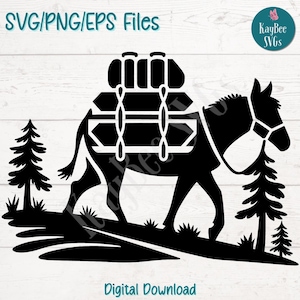 Pack Maultier SVG PNG Bauernhof Tier Clipart für Land, Burro und Ranch Handwerk | Schneidedatei für Cricut, Silhouette, Lasergravur, Sublimation