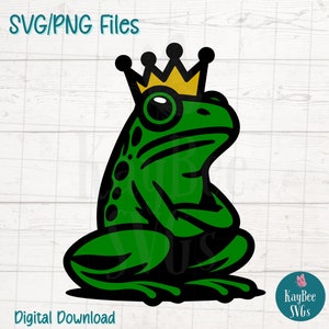 Prince grenouille coupe fichier SVG pour Cricut & Silhouette, téléchargement numérique des cliparts, pochoir laser imprimable, usage commercial PNG