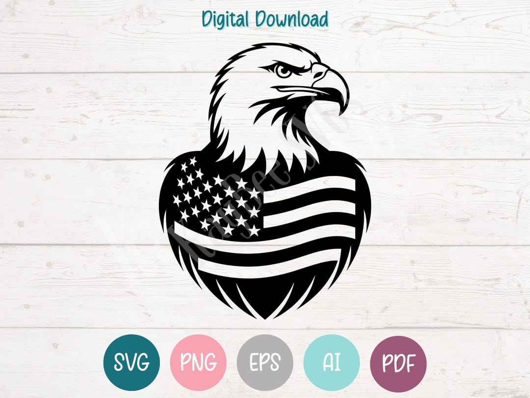 Bald Eagle American Flag SVG: Clipart Cut Files for Cricut, Silhouette ...