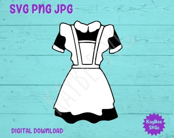 French Maid Outfit SVG PNG JPG Clipart Cut File Download for Cricut Silhouette Sublimation Printable Art - Commercial Use