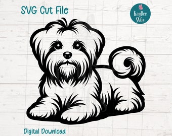 Maltese Dog SVG: Laser Engraving, Cricut Cut File (Digital)