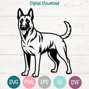 Belgische Mechelaar hond SVG PNG-bestanden knippen voor Cricut, silhouet digitale download, lasergravure, afdrukbare sublimatie, commercieel gebruik