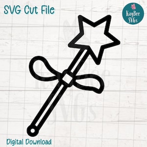 Baguette de fée SVG PNG Clipart magique pour créations artistiques de fantaisie, de conte de fées et de princesse | Fichiers de découpe pour Cricut, Silhouette, gravure laser