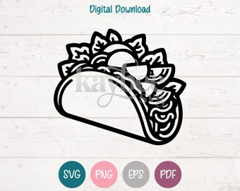 Taco SVG PNG Clipart Cut Files for Cricut, Silhouette, Laser Engraving, Sublimation (Digital)