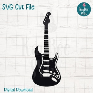 Elektrische gitaar SVG-bestand knippen voor Cricut, silhouet, digitale download, afdrukbare clipart, commercieel gebruik, illustraties, laser stencil schets