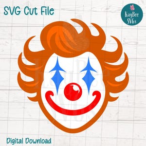 Clowngezicht SVG PNG Circus Humor Clipart voor carnaval en kostuumambachten | Snijbestand voor cricut, silhouet, lasergravure en sublimatie