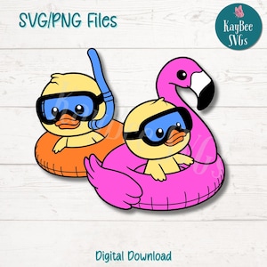 Duckling Pool Party SVG PNG pliki do cięcia dla Cricut Silhouette Digital Download, grawerowanie laserowe, sublimacja do druku, komercyjne wykorzystanie Clipart