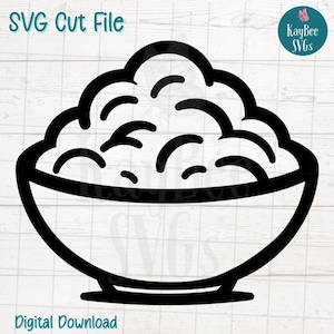 Archivos de corte SVG PNG de tazón de puré de papas para Cricut, descarga digital de Silhouette, grabado láser, impresión por sublimación y uso comercial.