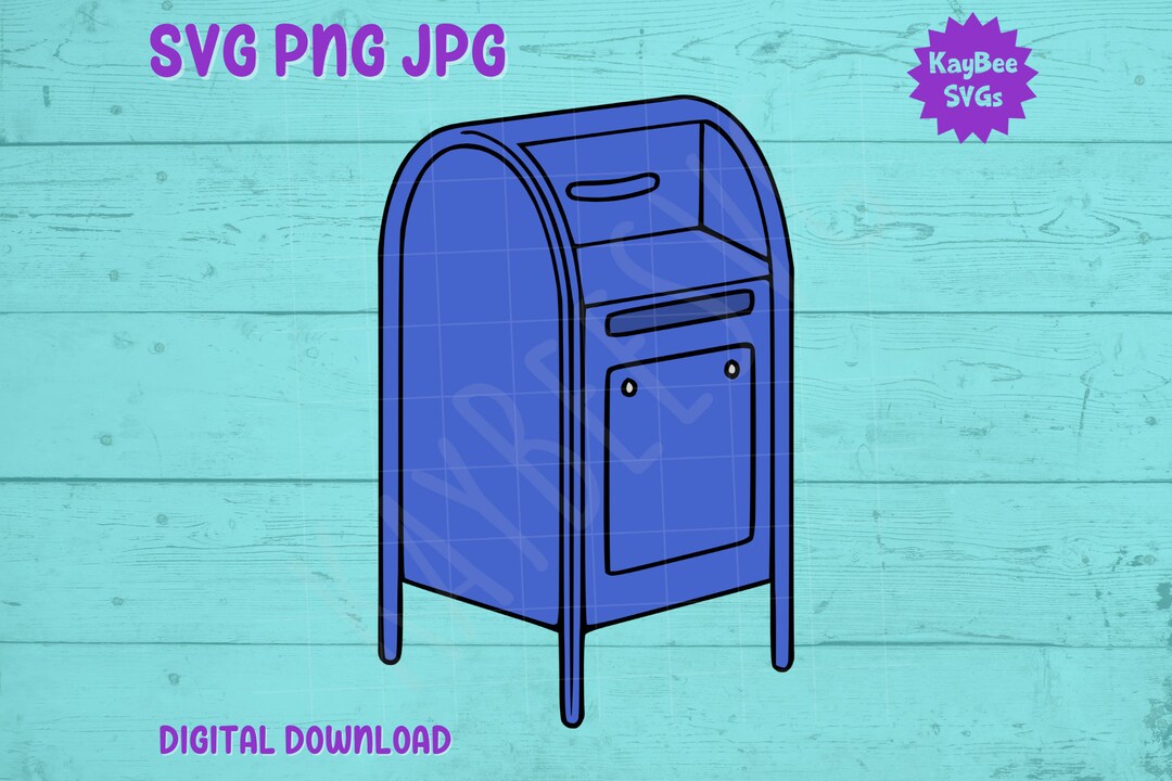 Blue Public Mailbox SVG PNG JPG Clipart Digital Cut File Download for