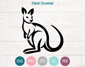 Wallaby SVG PNG Clipart Cut Files for Cricut, Silhouette, Laser Engraving, Sublimation (Digital)