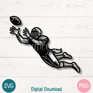 Wide Receiver Football SVG PNG Cut Files for Cricut Silhouette Digital Download Printable Clipart Commercial Use Laser Design