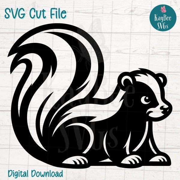 Skunk SVG Cut File for Cricut, Silhouette, Digital Download, Printable Clipart, Commercial Use, Clip Art, Laser Stencil Outline