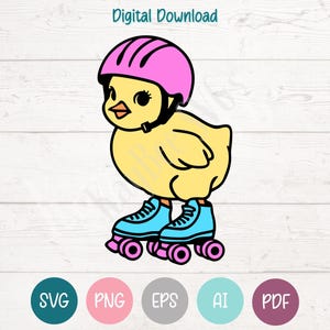 Roller-Skating Chick SVG PNG Clipart Cut Files for Cricut, Silhouette, Laser Engraving, Sublimation (Digital)