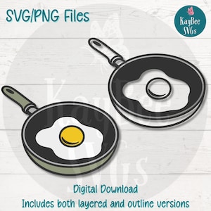 Fried Egg SVG Cut File for Cricut & Silhouette, Digital Download Clipart, Printable Sublimation Design, Commercial Use PNG