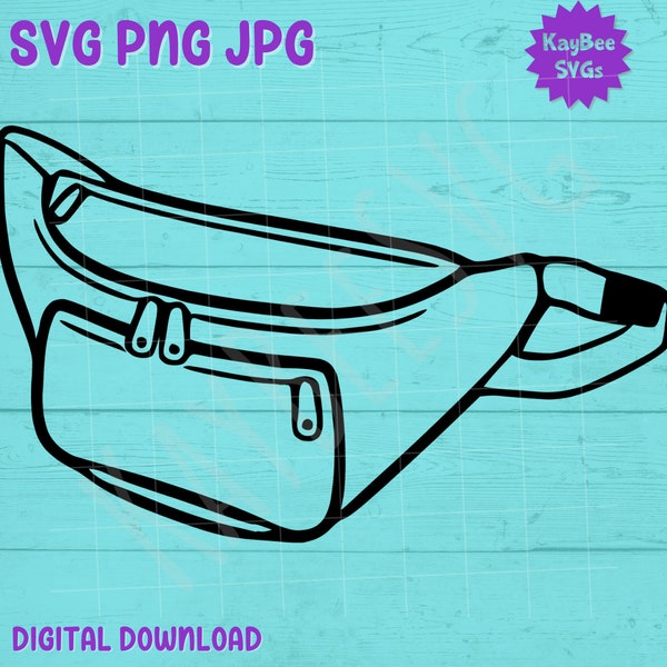 Bum Bag Travel Hip Fanny Pack SVG PNG JPG Clipart Digital Cut File Download for Cricut Silhouette Sublimation Printable - Commercial Use