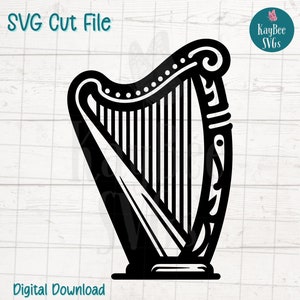 File di taglio digitale SVG con arpa celtica irlandese per Cricut, Silhouette, incisione, sublimazione, arte stampabile, t-shirt, pressa per tazze - Uso commerciale