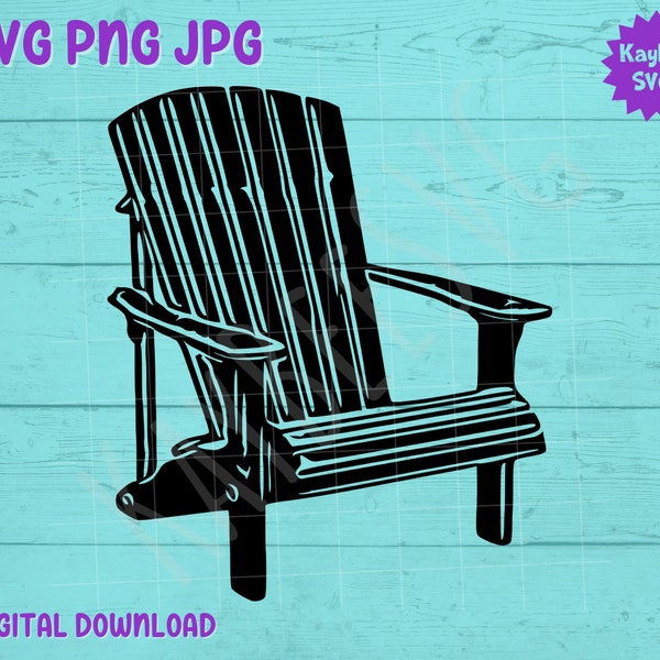 Adirondack Chair SVG PNG JPG Clipart Digital Cut File Download for Cricut Silhouette Sublimation Printable Art - Commercial Use